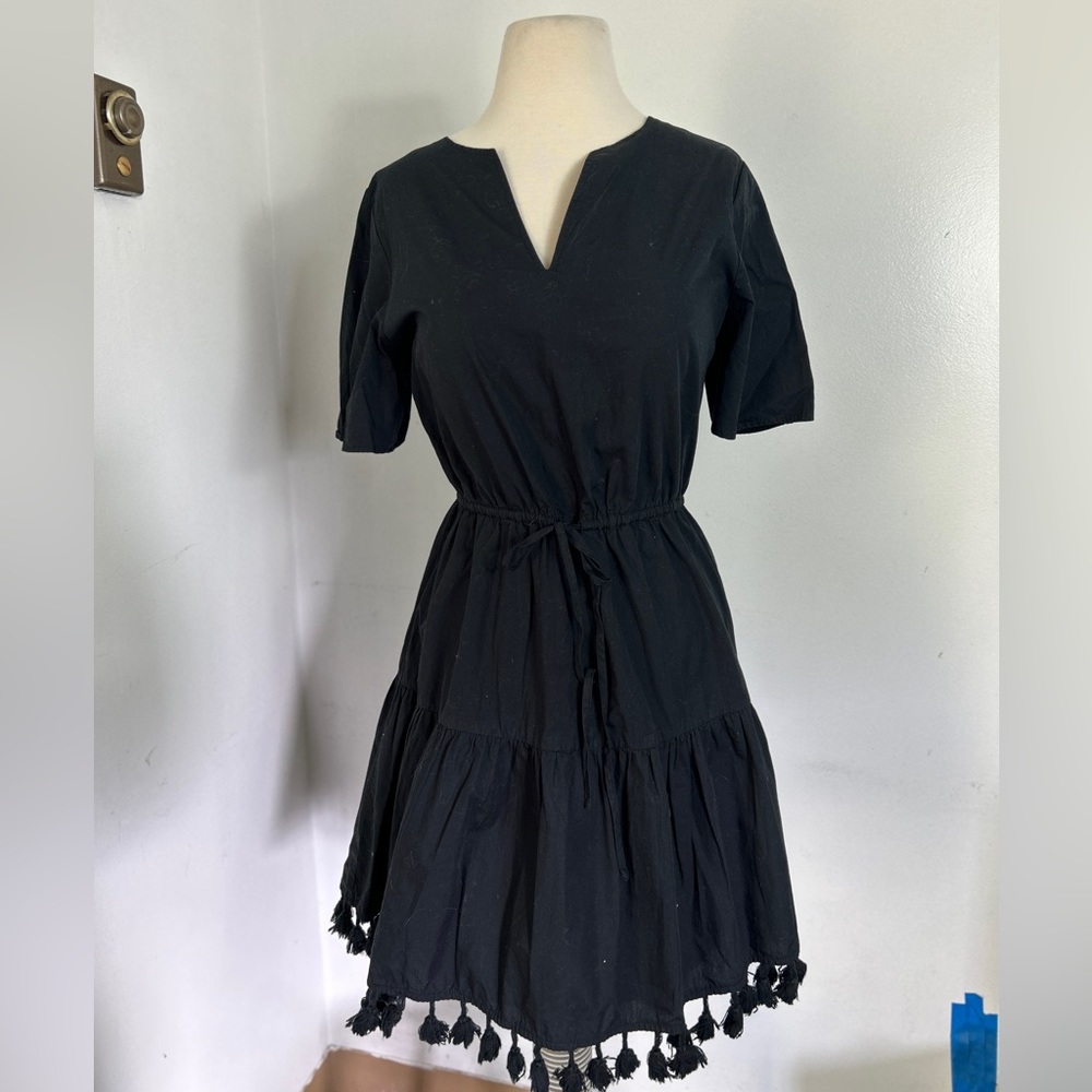 NWOT A New Day Cotton Tassel Mini Dress Black M